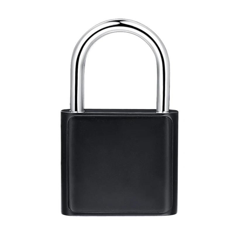 Black Silver Keyless USB Rechargeable Fingerprint Smart Padlock with Quick Unlock and Zinc Alloy Construction