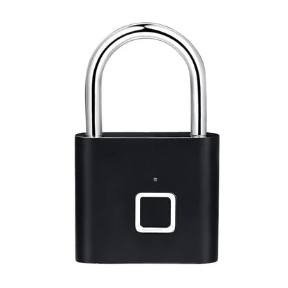 Black Silver Keyless USB Rechargeable Fingerprint Smart Padlock with Quick Unlock and Zinc Alloy Construction