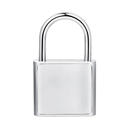Black Silver Keyless USB Rechargeable Fingerprint Smart Padlock with Quick Unlock and Zinc Alloy Construction