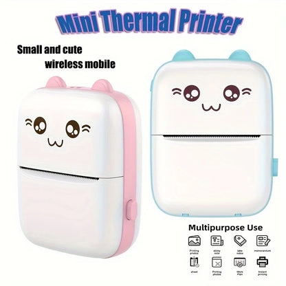Portable Thermal Printer Mini Cat Print Photo Pocket Thermal Label Printer 58Mm Printing Wireless Bluetooth Android Ios Printers