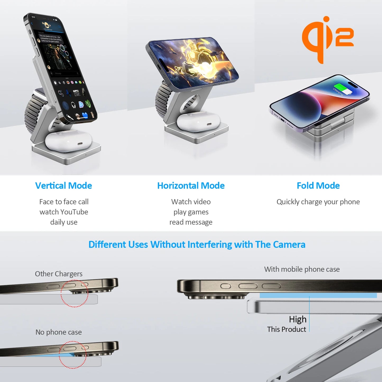 Experience Ultimate Convenience with the Qi2 3-in-1 15W Magnetic Wireless Charger for iPhone 16/15/14/13, Apple Watch, and AirPods - Fast Charging and Folding Design!