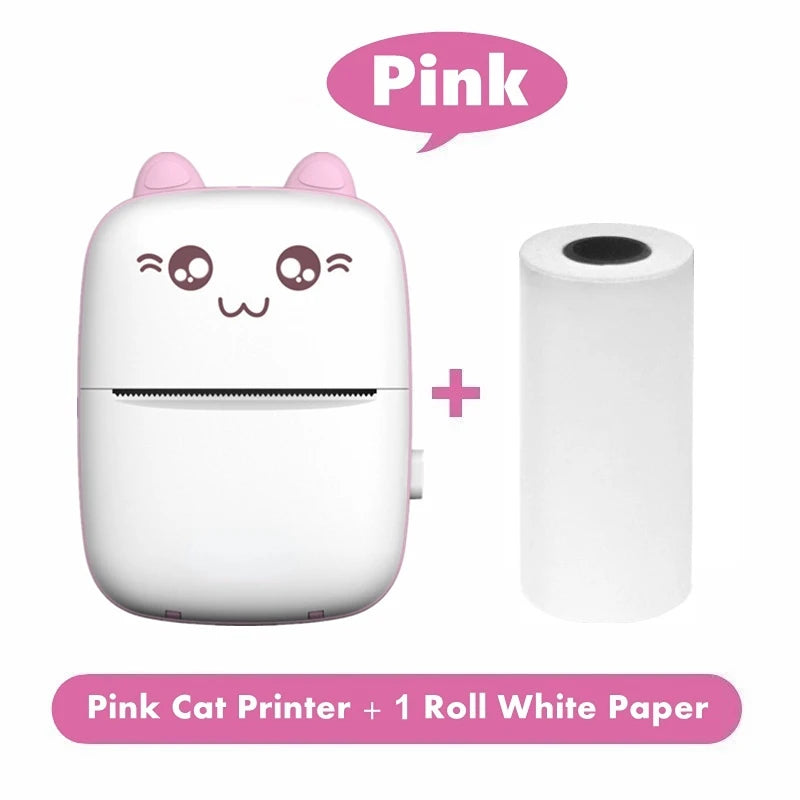 Portable Thermal Printer Mini Cat Print Photo Pocket Thermal Label Printer 58Mm Printing Wireless Bluetooth Android Ios Printers