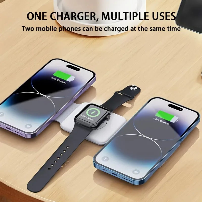 Revolutionary 3-in-1 Magnetic Wireless Charger: Fast Charging Dock Station for iPhone, Apple Watch, and AirPods - Portable & Foldable Design