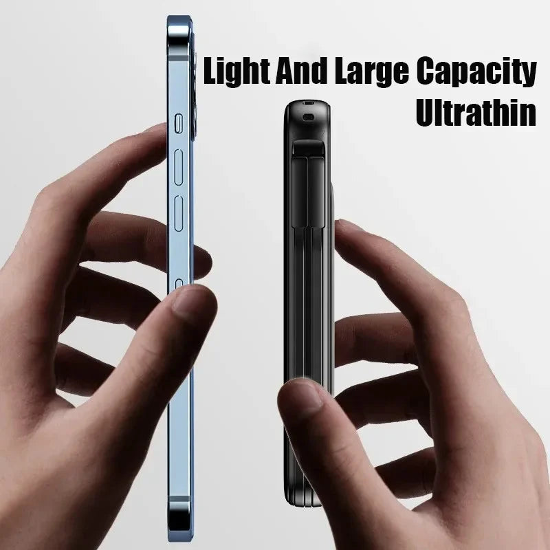 Power Up Your Devices with the 22.5W Wireless Charging Power Bank - 20000mAh High Capacity with Built-In Cables for iPhone, Samsung, and Xiaomi!