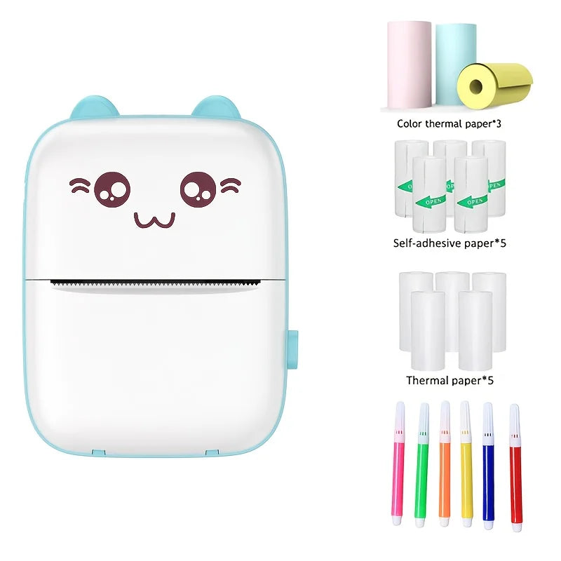 Portable Thermal Printer Mini Cat Print Photo Pocket Thermal Label Printer 58Mm Printing Wireless Bluetooth Android Ios Printers