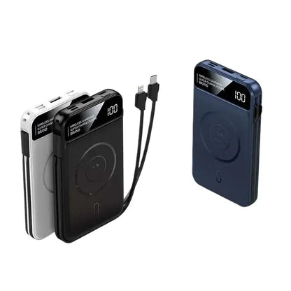 Power Up Your Devices with the 22.5W Wireless Charging Power Bank - 20000mAh High Capacity with Built-In Cables for iPhone, Samsung, and Xiaomi!