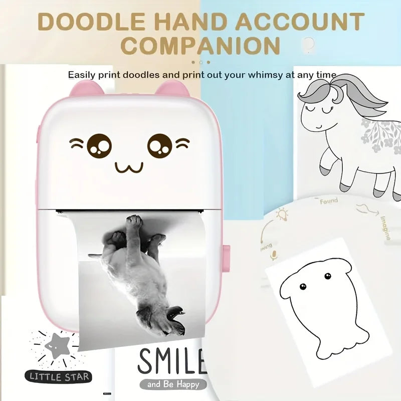 Portable Thermal Printer Mini Cat Print Photo Pocket Thermal Label Printer 58Mm Printing Wireless Bluetooth Android Ios Printers