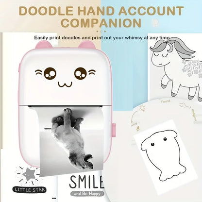 Portable Thermal Printer Mini Cat Print Photo Pocket Thermal Label Printer 58Mm Printing Wireless Bluetooth Android Ios Printers
