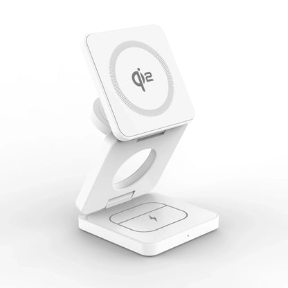 Experience Ultimate Convenience with the Qi2 3-in-1 15W Magnetic Wireless Charger for iPhone 16/15/14/13, Apple Watch, and AirPods - Fast Charging and Folding Design!