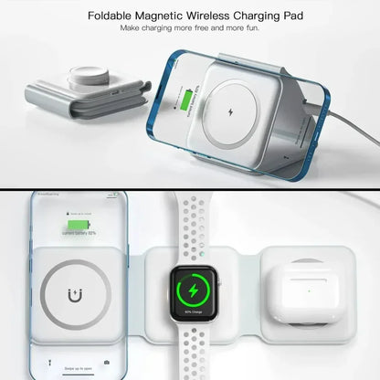 Revolutionary 3-in-1 Magnetic Wireless Charger: Fast Charging Dock Station for iPhone, Apple Watch, and AirPods - Portable & Foldable Design