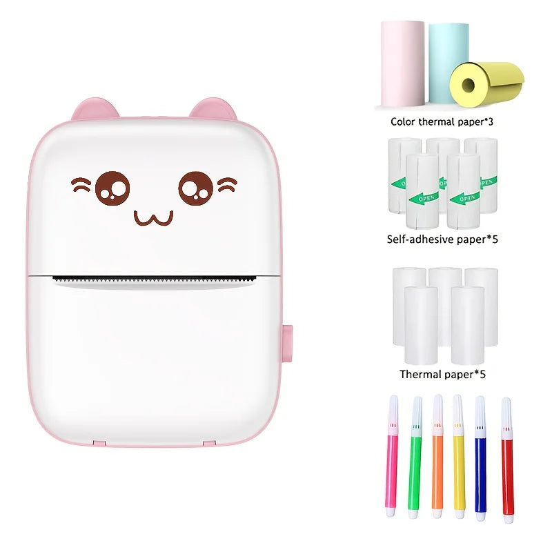 Portable Thermal Printer Mini Cat Print Photo Pocket Thermal Label Printer 58Mm Printing Wireless Bluetooth Android Ios Printers