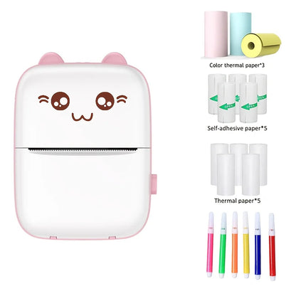 Portable Thermal Printer Mini Cat Print Photo Pocket Thermal Label Printer 58Mm Printing Wireless Bluetooth Android Ios Printers