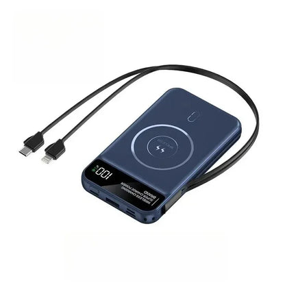 Power Up Your Devices with the 22.5W Wireless Charging Power Bank - 20000mAh High Capacity with Built-In Cables for iPhone, Samsung, and Xiaomi!