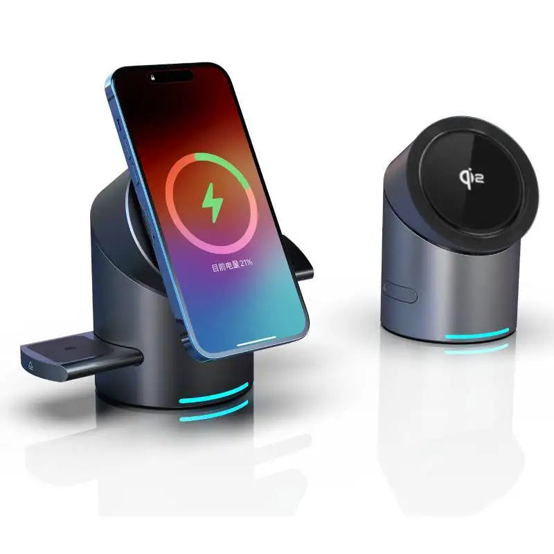Revolutionary 3-in-1 Qi2 Magnetic Wireless Charger - Fast 15W Charging for iPhone, Apple Watch, and AirPods