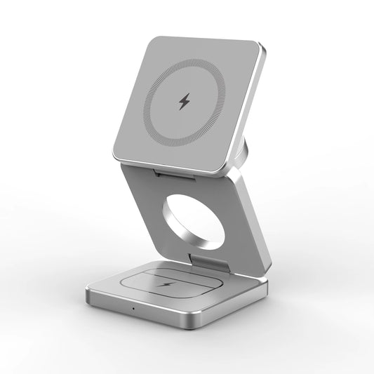 Experience Ultimate Convenience with the Qi2 3-in-1 15W Magnetic Wireless Charger for iPhone 16/15/14/13, Apple Watch, and AirPods - Fast Charging and Folding Design!